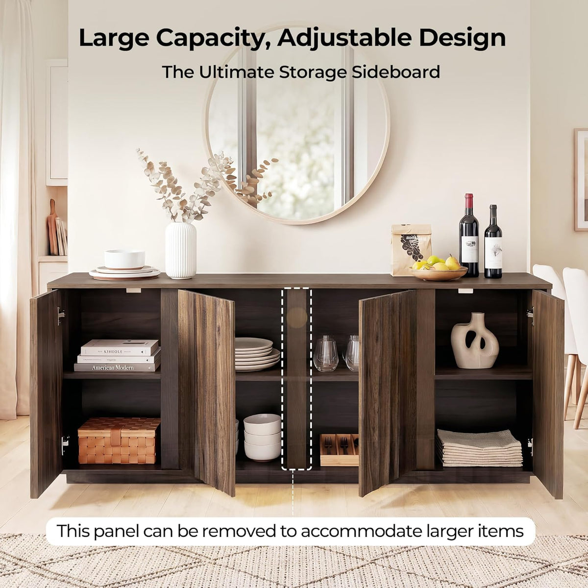 63" Sideboard Buffet Cabinet with Storage