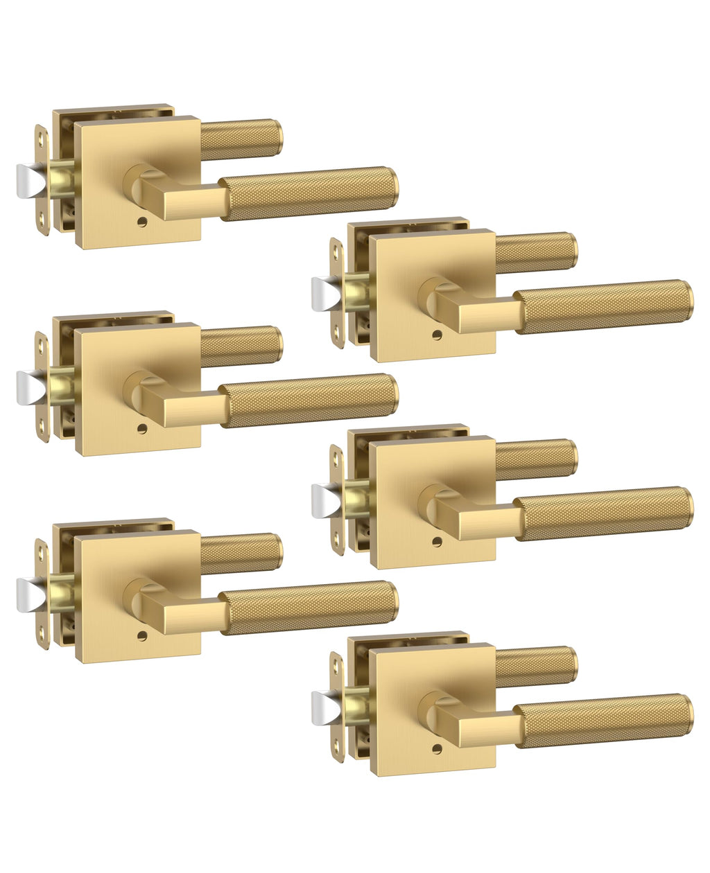 6 Pack Champagne Bronze Privacy Interior Door Handles