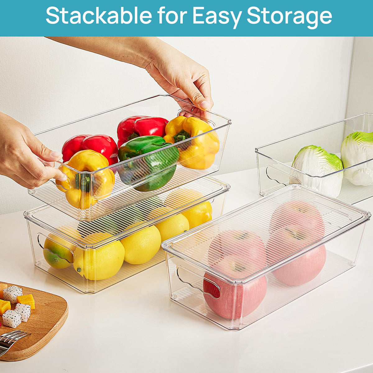 8pcs Clear Stackable Storage Bins with Lids