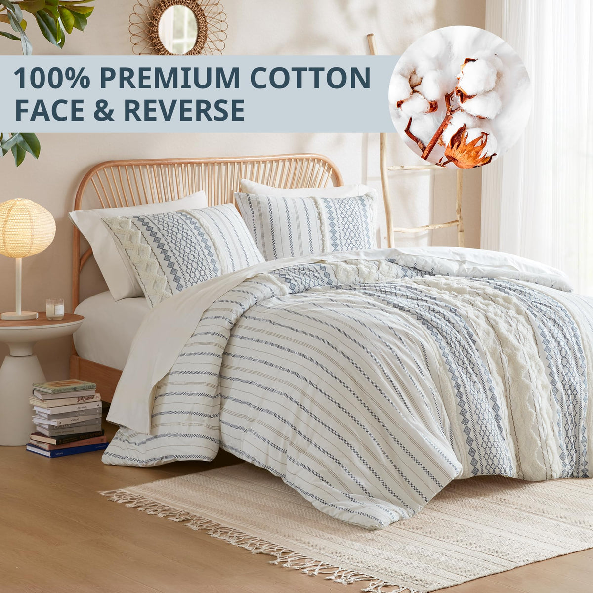 Comforter Set, Boho Comforters, Breathable Cotton Bed Set, All Season Modern Chenille Tufted Comforter with