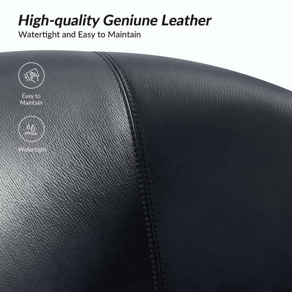 Genuine Leather Swivel Barrel Accent Chairs Set of 2, Navy
