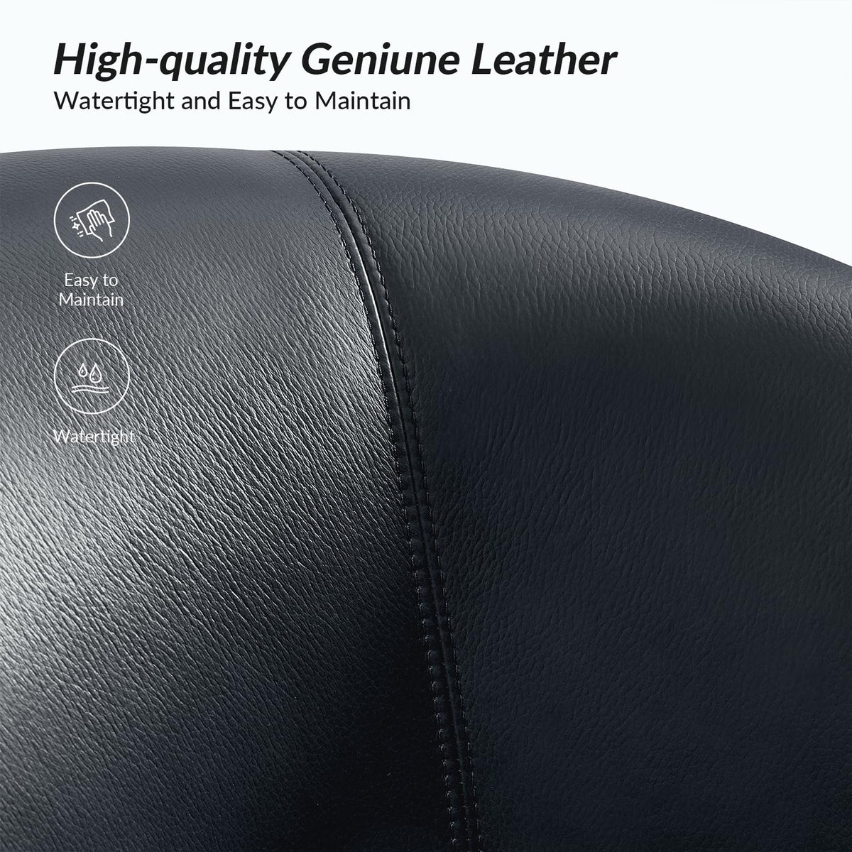 Genuine Leather Swivel Barrel Accent Chairs Set of 2, Navy