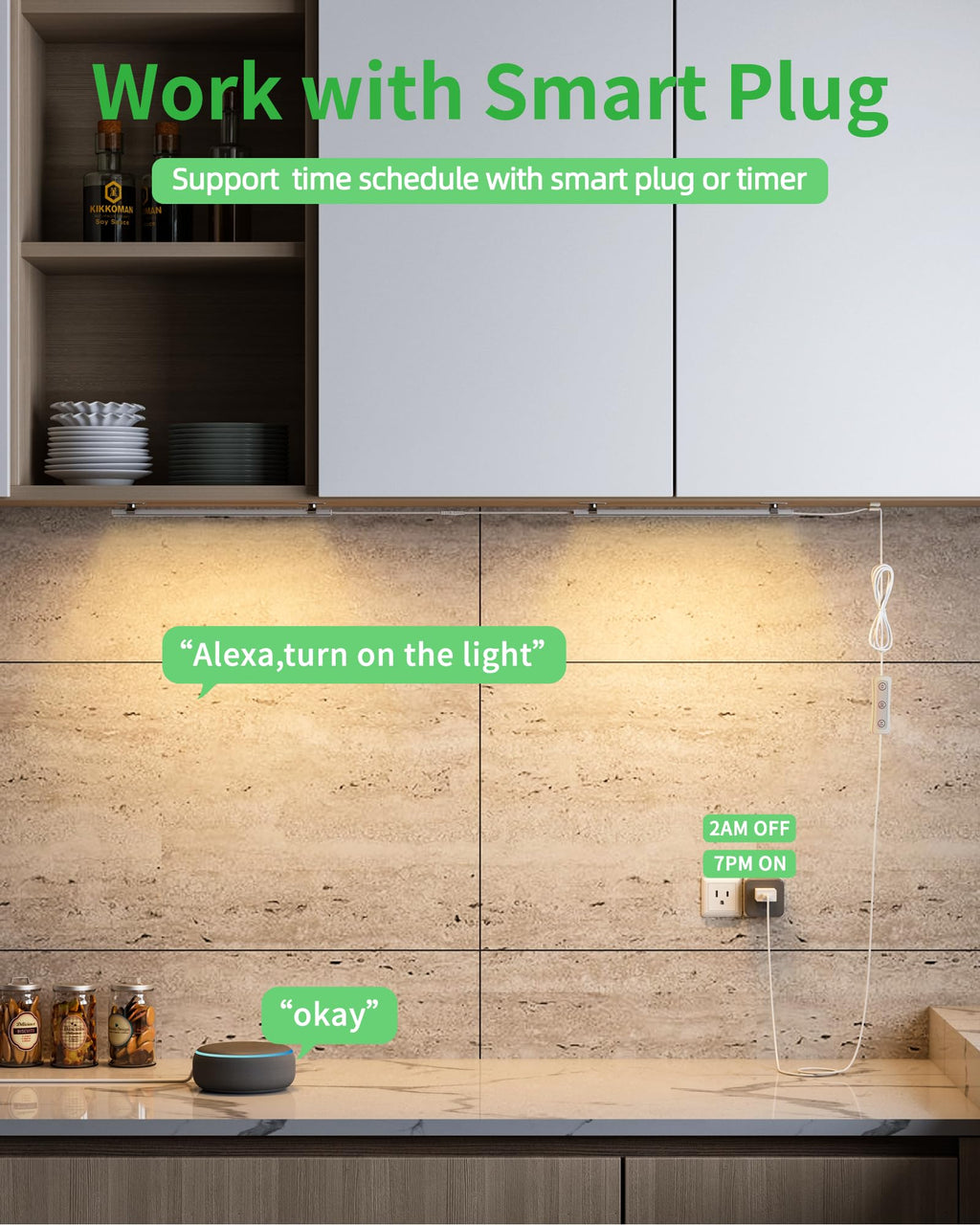 Under Cabinet Lighting Plug-in, Dimmable, 3pcs 12 Inch