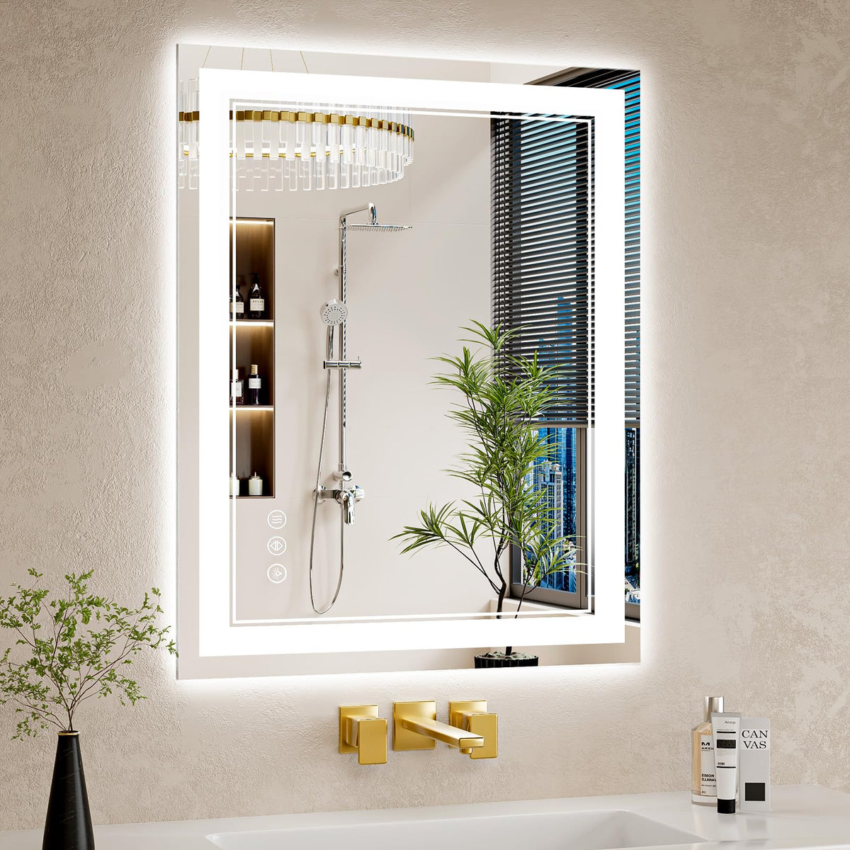 24"x30" LED Bathroom Mirror with Lights, Anti-Fog, Backlit + Front Lit, Dimmable, Led Vanity Mirror for Wall, Lighted
