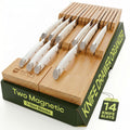 Knife Drawer Organizer - Bamboo In-Drawer Knife Block for 14 Knives - Premium Drawer Knife Organizer Insert, Kitchen