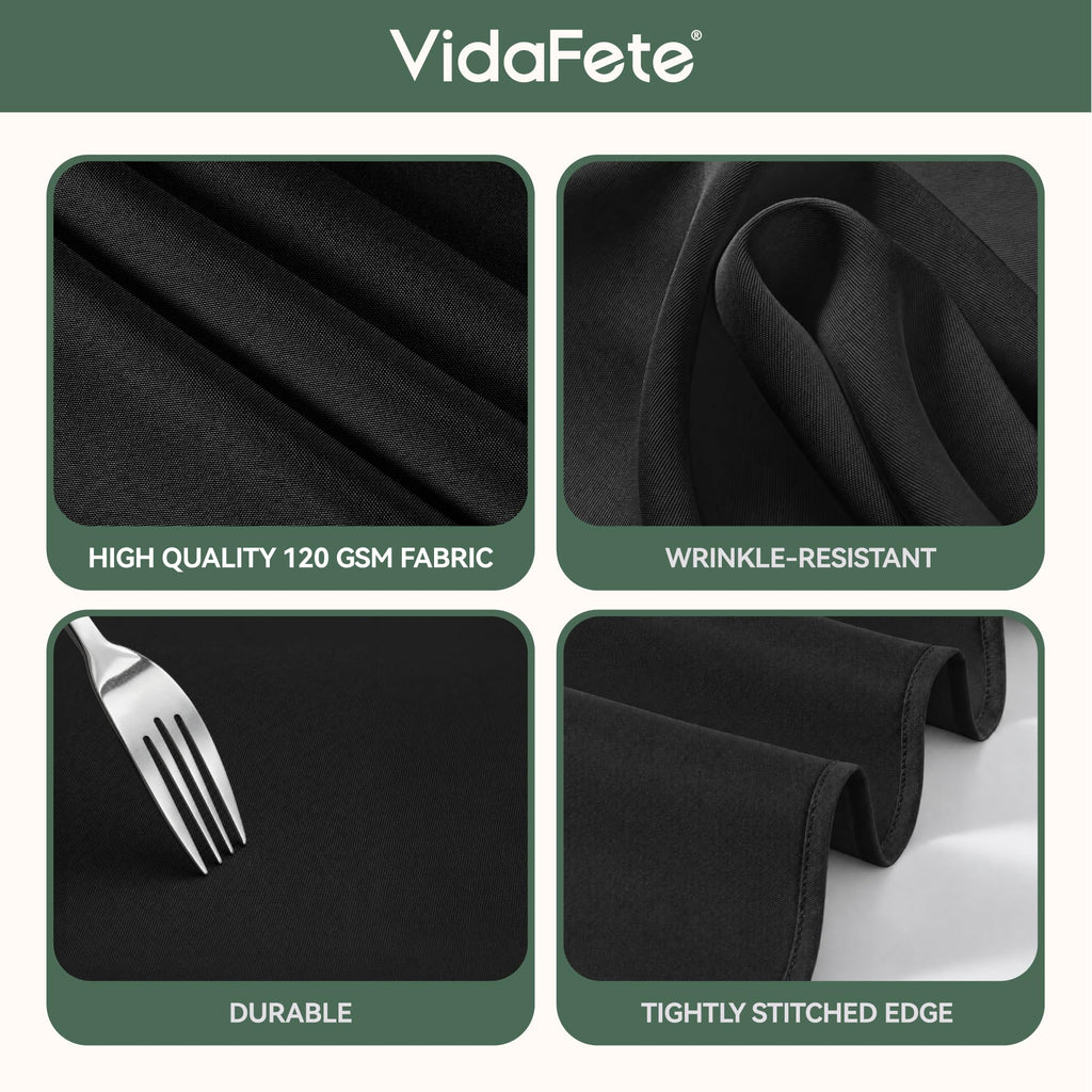 Classic Series 10 Pack 70inch Round Polyester Table Cloth, Black