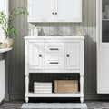 Bathroom Vanity with Sink, 30" Vanity with Storage, Modern Bath Room Sink Cabinet with 2 Drawers and 2 Cabinets, Solid Wood Frame BathroomVanity, Single Bathroom Vanity with Shelf, White