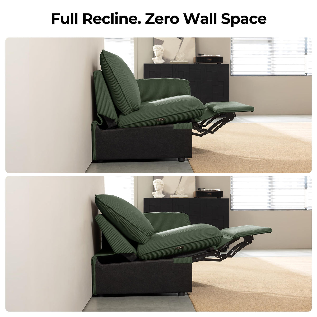 95" Modular Power Reclining Loveseat Sofa with Console, Green