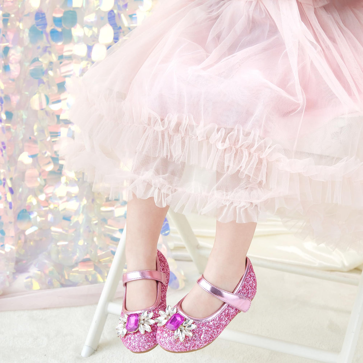 Toddler Little Girls Princess Shoes Mary Jane Ballerina Flats Flower Girl Dress Pink Shoes