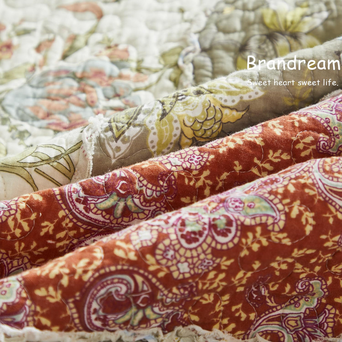 Quilt Set Cotton Farmhouse Patchwork Quilts American Country Quilted Comforter Set 3-Piece