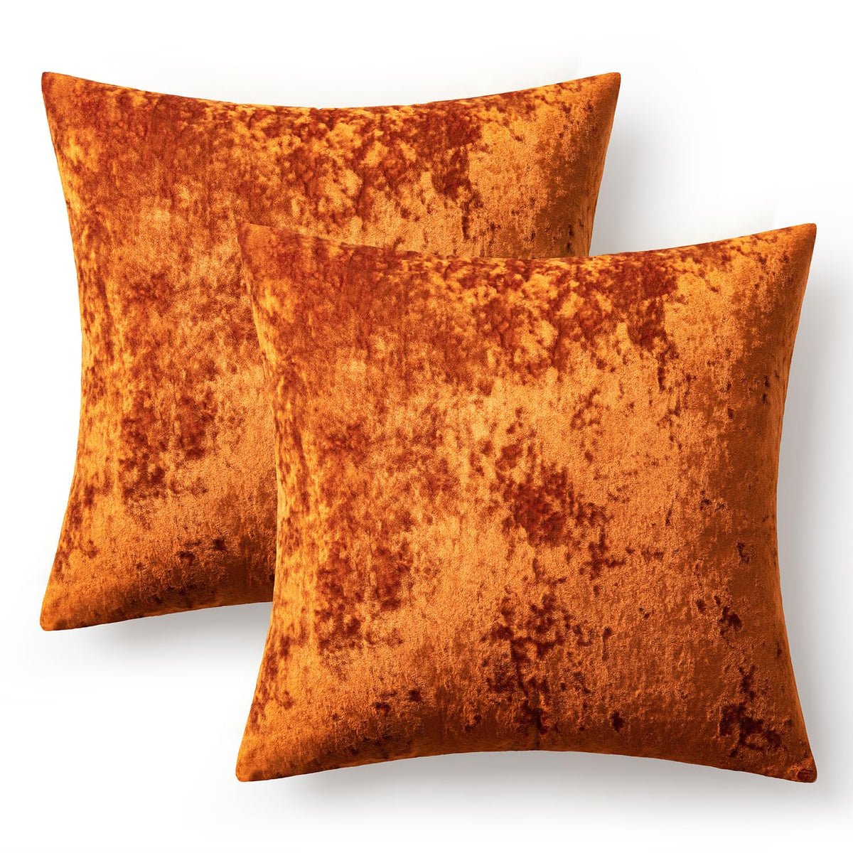 Fall Velvet Throw Pillow Covers Burnt Orange 16x16 inch Set of 2