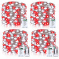 4 Pack Fairy Lights Battery Operated Twinkle Lights Remote Red Cool White