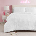 Shaggy Faux Fur White Comforter Set - Soft and Cozy 2-Piece Machine Washable Bedding Comforter and Sham