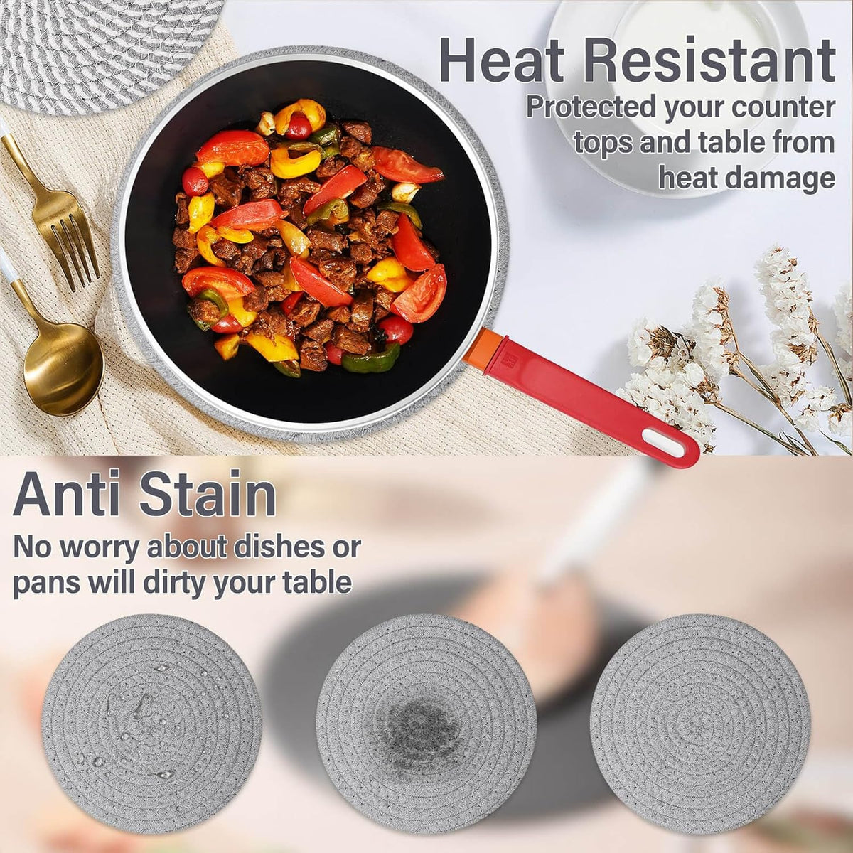 10" Trivets for Hot Dishes, Hot pots and Pans, Heat Resistant Pot Holders, Hot Pads for Countertops - Set of 4