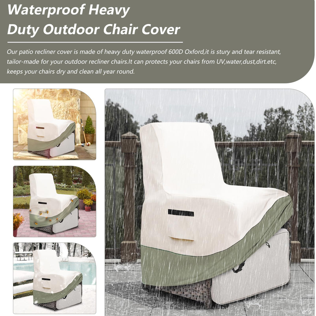 Outdoor Recliner Chair Covers Waterproof, Patio Swivel Chair Covers, 2 Pack