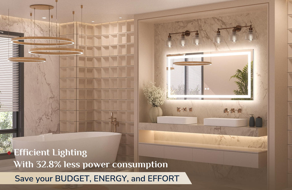 48x24 Inch LED Bathroom Mirror with Lights, Frontlit & Backlit