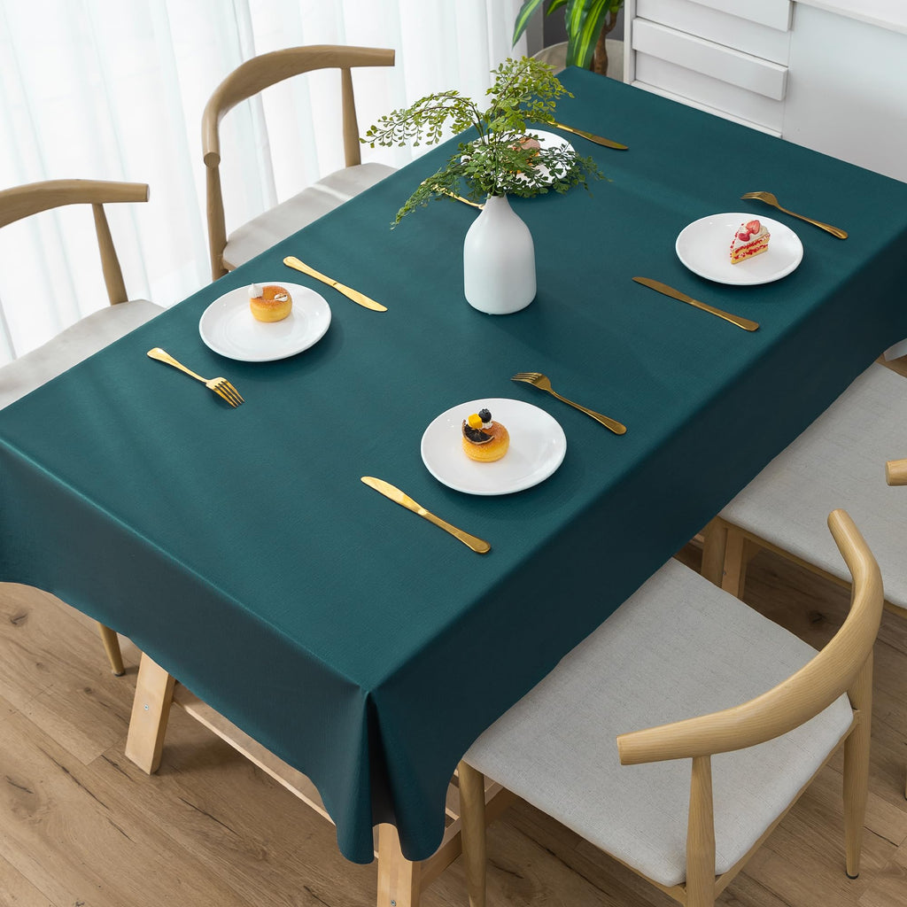 Rectangle Table Cloth, 100% Waterproof Tablecloth Oil Proof Spill Proof Vinyl Table Cloth, Wipe Clean Plastic Table