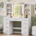 Vanity Desk with Mirror and Lights, Makeup Vanity Desk with 9 Drawers & 6 Shelves, Make up Vanity, Dressing Table
