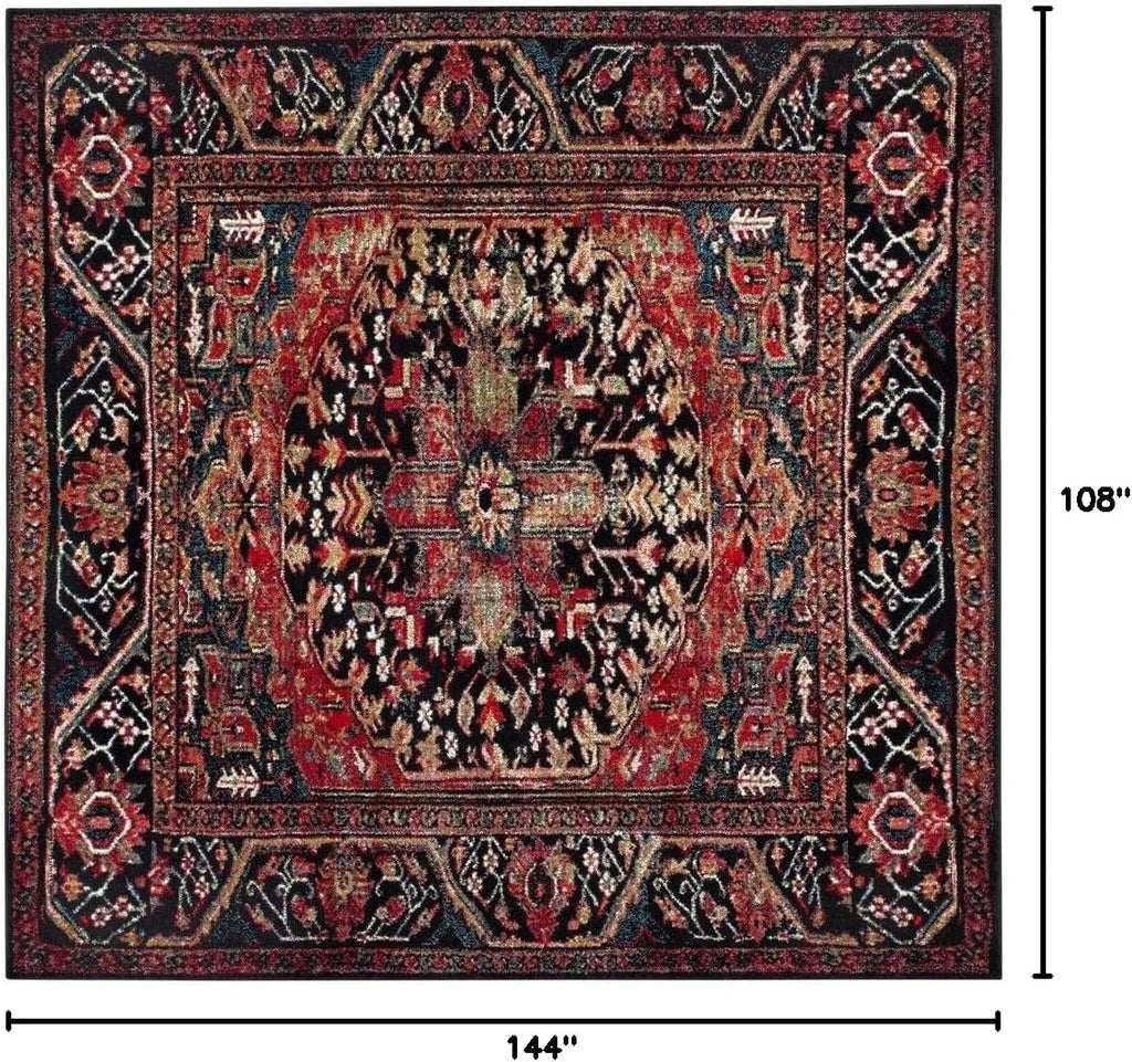 Vintage Hamadan Collection Area Rug, Red & Multi, Oriental Traditional Persian Design, Non-Shedding & Easy