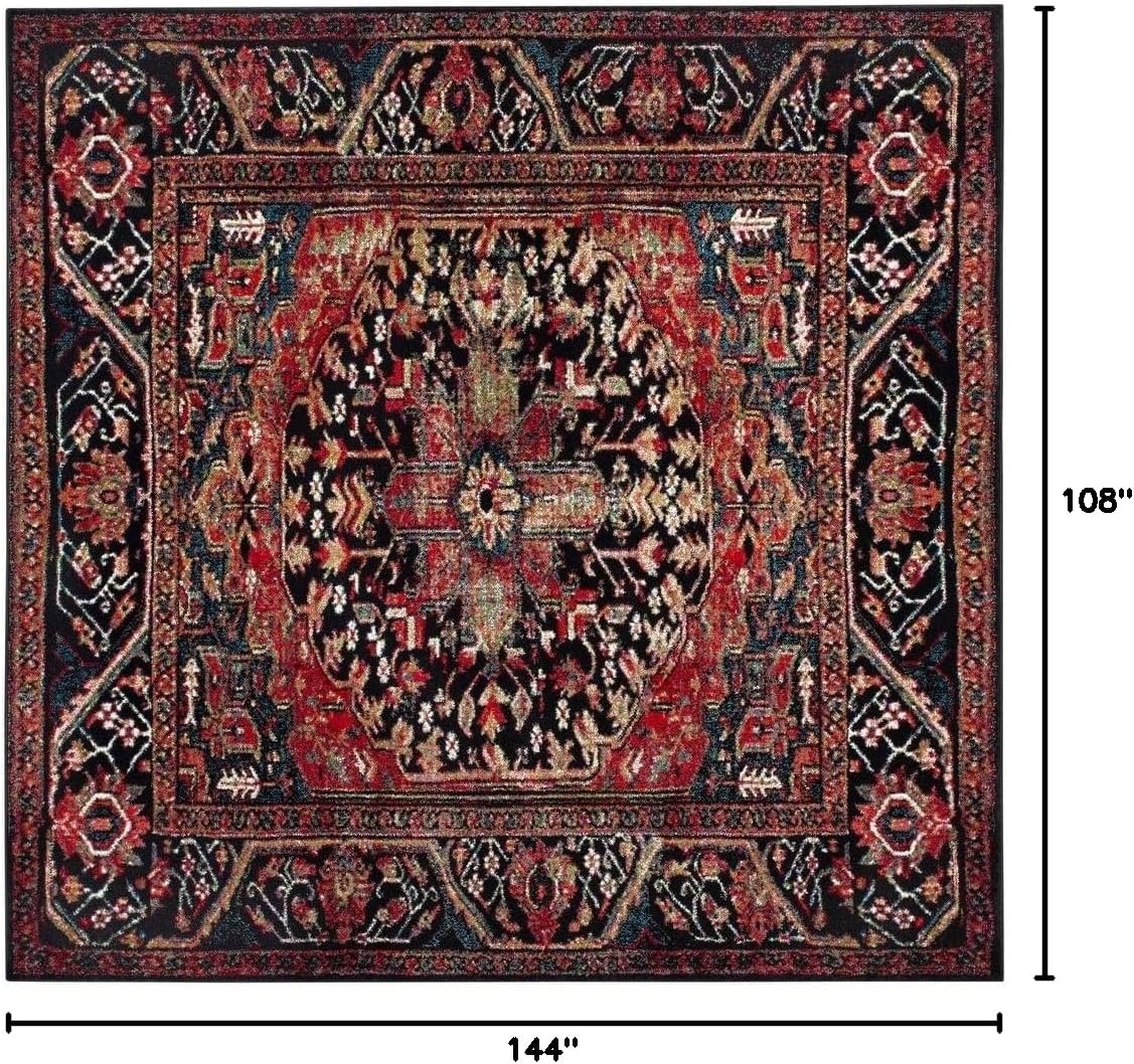 Vintage Hamadan Collection Area Rug, Red & Multi, Oriental Traditional Persian Design, Non-Shedding & Easy