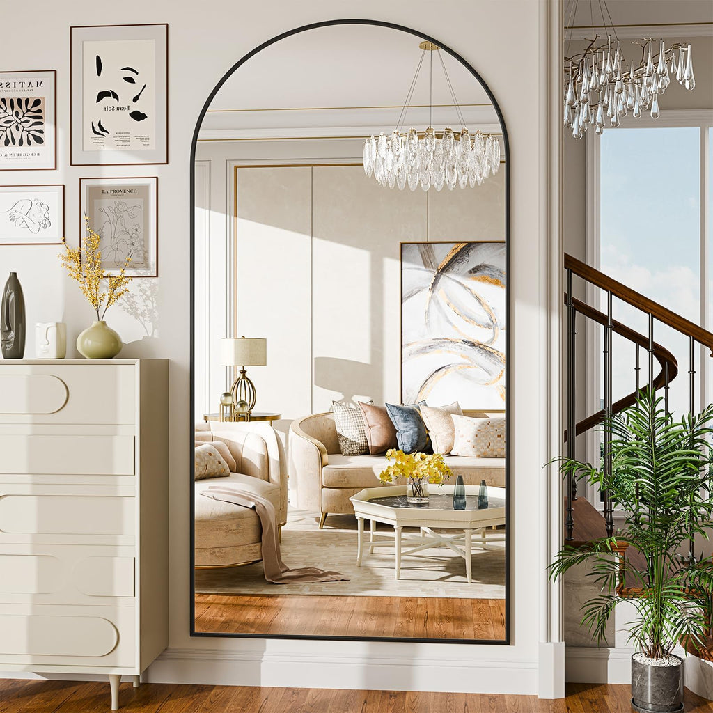 81"×41" Floor Mirror Full Length Arched Full Length Mirror Black