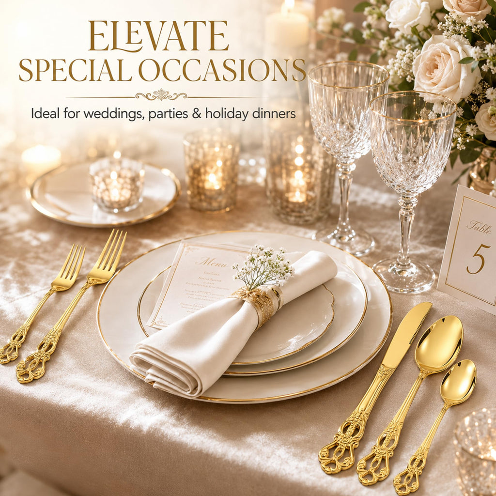 40 Pcs Gold Stainless Steel Flatware Set, Retro Vintage Silverware with Forks Spoons Knives Mirror Polished Cutlery