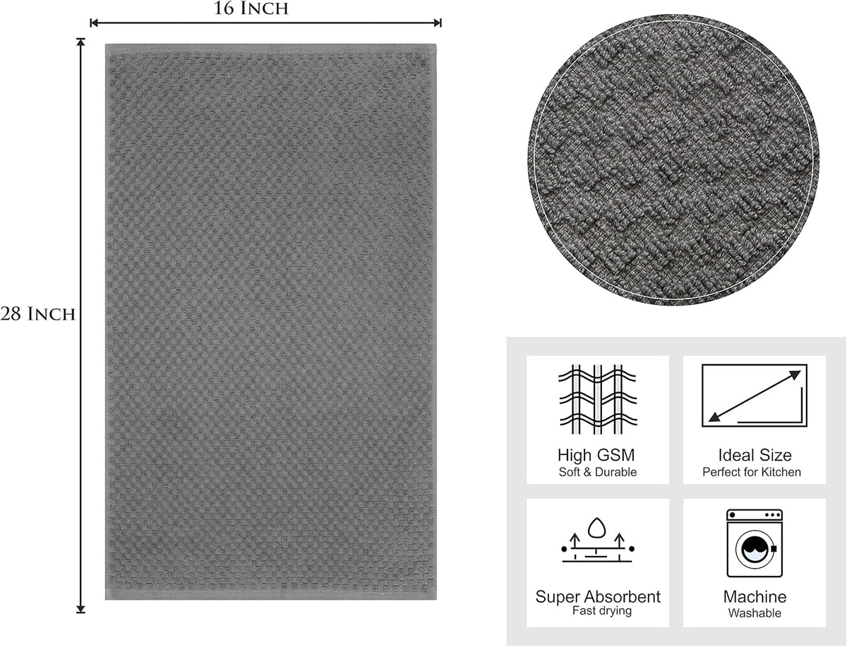 Amazing Kitchen Towel - 12 Pack 100% Cotton Waffle Terry Towel | Charcoal - 16x28 Euro Café Waffle Weave Dish Towels