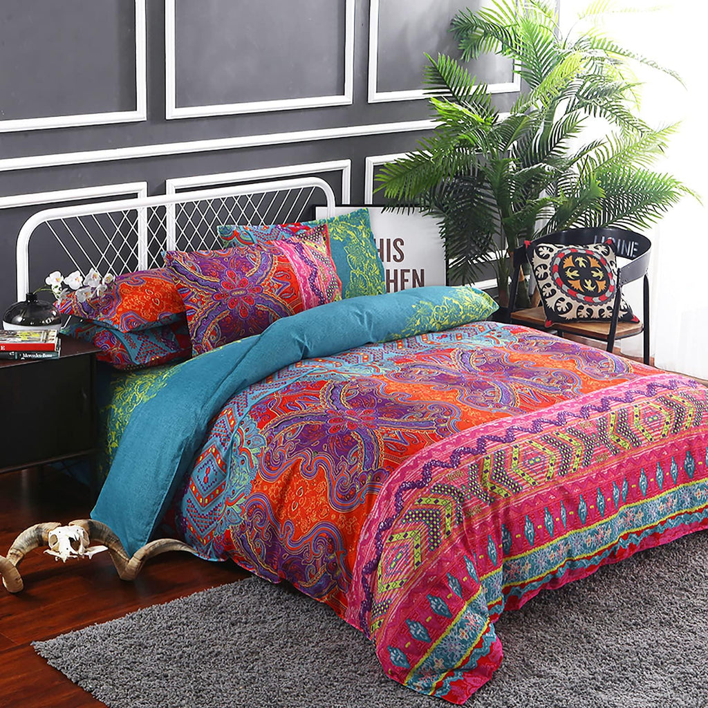 Bohemian Comforter Set King 3 Pieces Reversible Boho Set