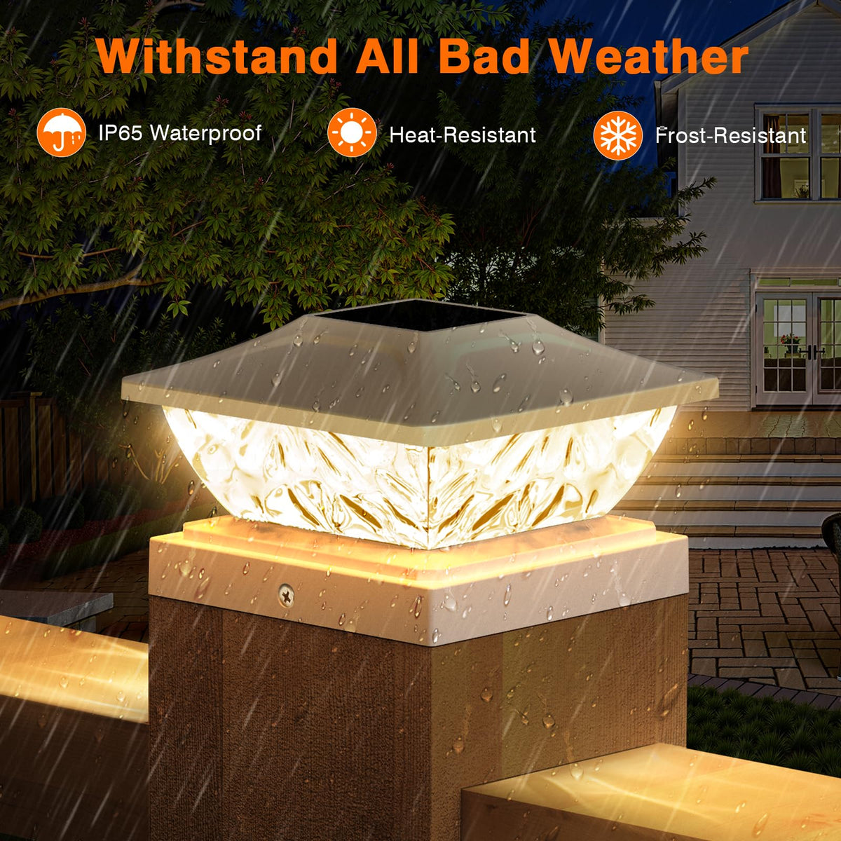 Solar Post Cap Lights Outdoor 6 Pack, 2 Modes Bright Fence Post Solar Lights Outdoor Waterproof, Deck Fence Post Cap