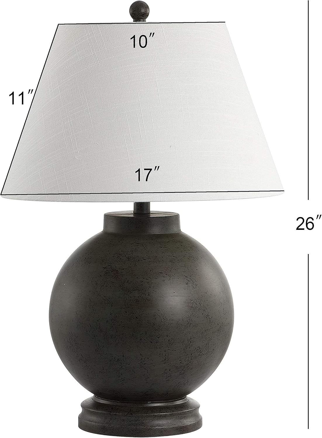 26" Dark Gray Contemporary Resin Sphere LED Table Lamp Bedroom, Transitional Sculptural Desk Lamp