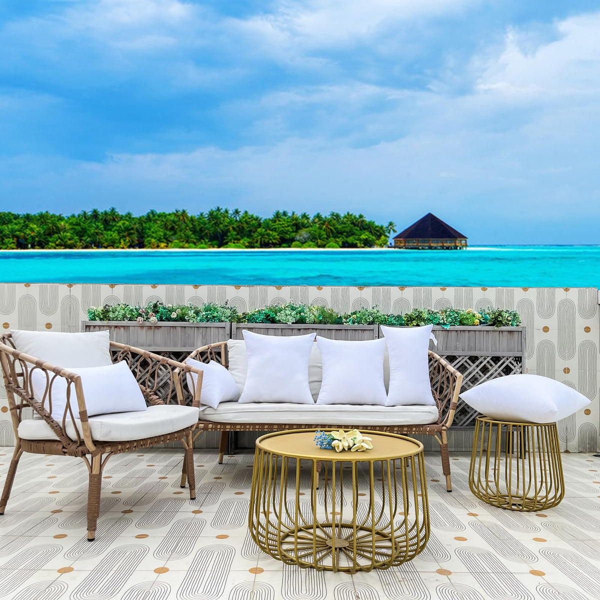 2 Pack Pillow Inserts Waterproof Outdoor 20x20 inch White
