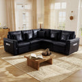 Faux Leather Sectional Sofa, Oversized L Shaped Modular Cloud Couch with Pillows, Modern 6 Seater Leather Couch
