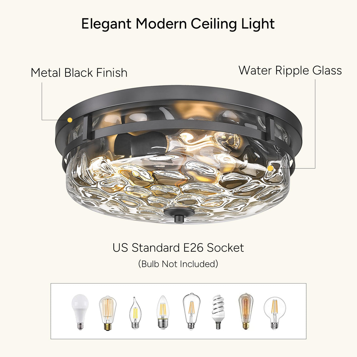 Flush Mount Ceiling Lights, 3-Light Farmhouse Close to Ceiling Light