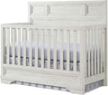 Traditional Wood Convertible Crib, White Dove Finish, 4-in-1 Design, Solid Hardwood, Adjustable Heights, Steel Spring