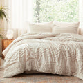Beige Tufted Comforter Set, 3 Pieces King Size Boho Bedding Set