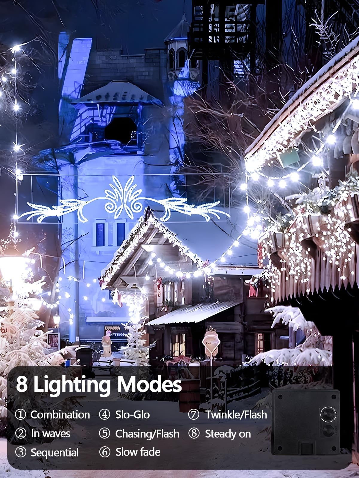Solar String Lights Outdoor 6 Pack 600 LED Christmas Light Cool White