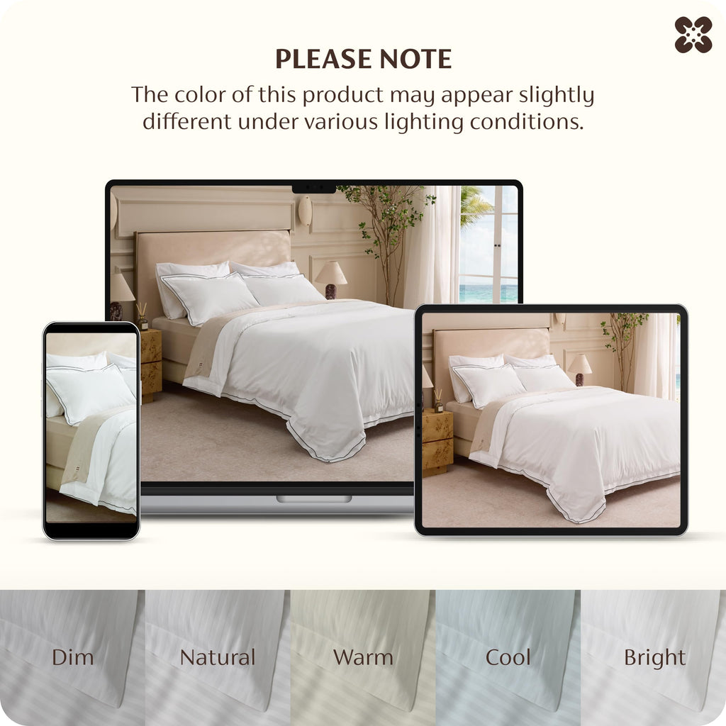 PureWoven 100% Cotton Percale Duvet Cover Queen, Striped Jacquard
