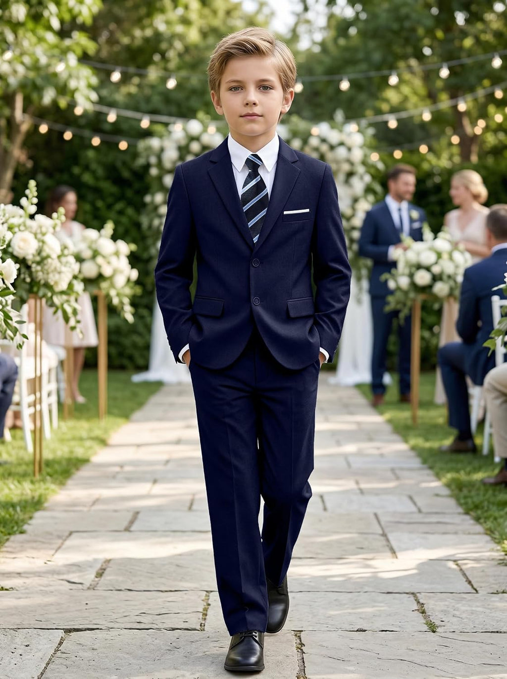 Boys Suit 5 Piece Suits for Kids Tuxedo Suit Set with Shirt Tie