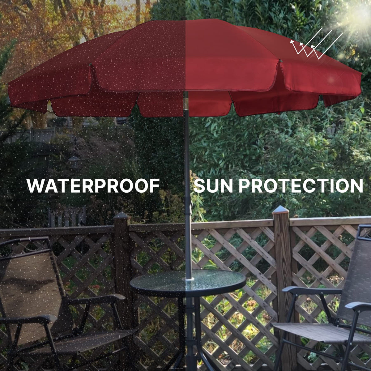 Patio Umbrella, 6.5 ft Outdoor Table Umbrella with Tilt Steel Pole, UPF50+ Protection, Great for Outdoor Garden
