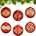 6 Pcs 3.15 in Glass Luxury Christmas Ball Red and Gold Ornaments