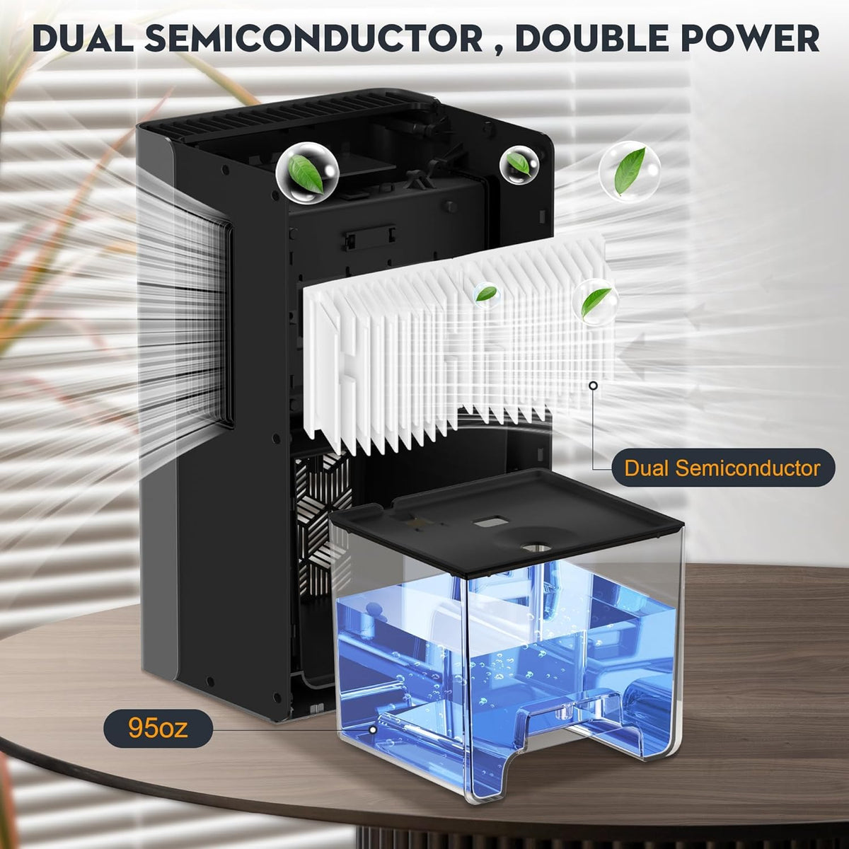Dehumidifier for Home 95 OZ Water Tank, 1000 sq.ft Dehumidifiers for Basement Bedroom Bathroom with Auto Shut Off 7