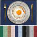 Cloth Placemats Set of 6, Cotton Linen Blend Place Mats, Navy Blue