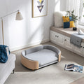 Dog Bed Pet Sofa, House Dog Cat Bed, Large Size Pet Bed with Solid Wood Frame & Washable Velvet Cushion, Modern