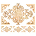20pcs(4 Pack) Wood Appliques Decorative Carved Onlays, Wooden Carved Appliques DIY Decoration for Furniture, Wood