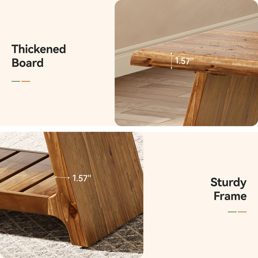 63-Inch Long Solid Wood Entryway Bench, Farmhouse Narrow Shoe Bench Seat, End of Bed with Storage for Entry, Hallway