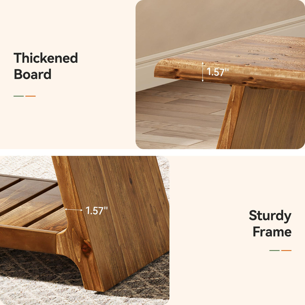 63-Inch Long Solid Wood Entryway Bench, Farmhouse Narrow Shoe Bench Seat, End of Bed with Storage for Entry, Hallway