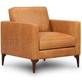 & BARK Mateo Leather Lounge Chair - Cognac Tan Full-Grain Leather Upholstery - Modern Upholstered Accent Chair