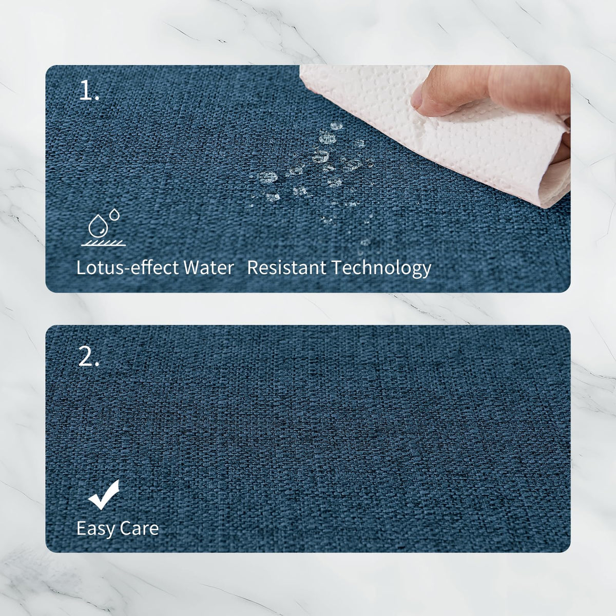 Rectangle Table Cloth Waterproof Navy Blue Placemats 6pcs