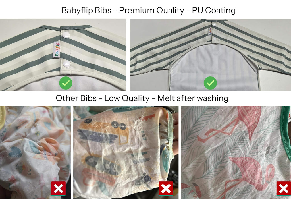 Long Sleeve Smock Bib for Babies - Waterproof Long Sleeve Baby Feeding Bib, Soft & Washable, 2 Pack (6-24 Months)