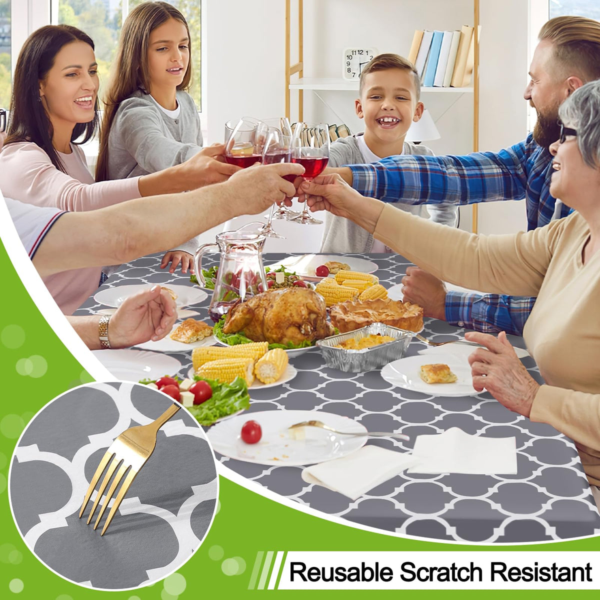 Rectangle Table Cloth, Flannel Backed Vinyl Tablecloth, 54"x108"